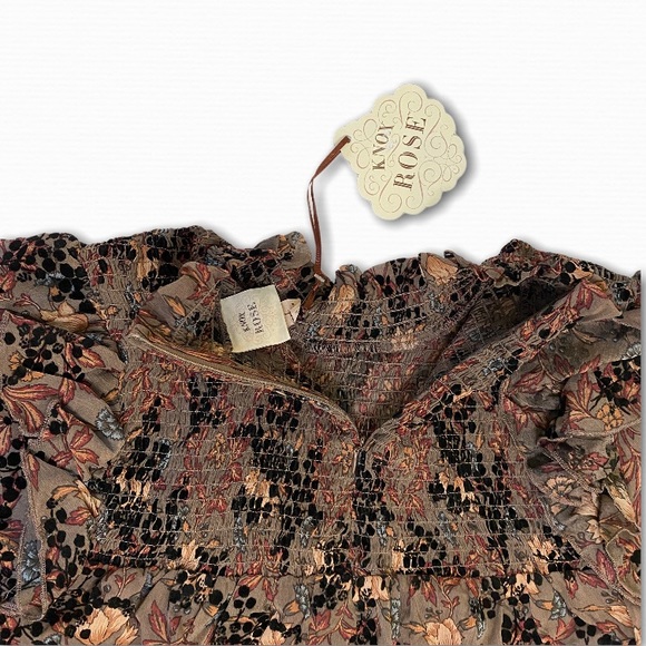 Knox Rose Printed Bishop Long Sleeve Blouse Size L - Picture 10 of 10